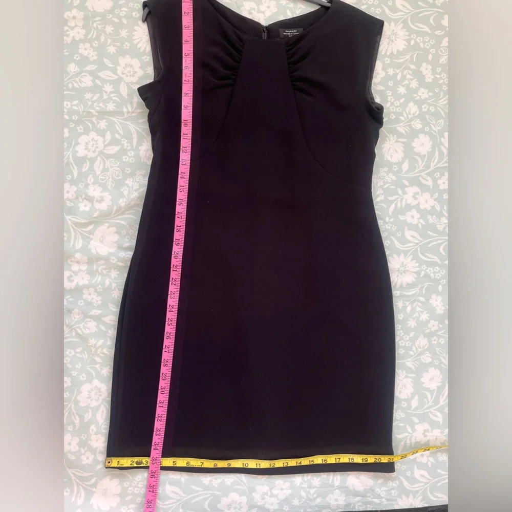 Tahari ASL Black Sheath Midi Dress Size 10P EUC - Picture 9 of 13